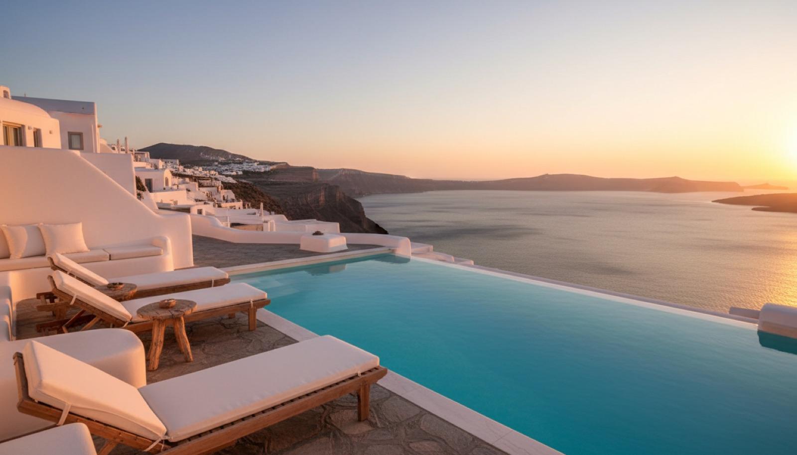 Villa Elia terrace at golden hour